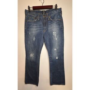 Bullhead Black NWOT blue destroyed boot cut jeans Size 32 X 32